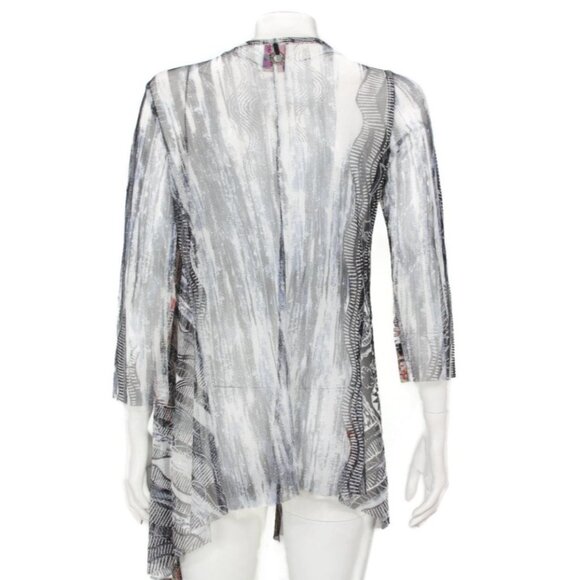 SAVE THE QUEEN Mesh Gothic Mixed Print Open Cardigan Sweater Womens size L /655 - Picture 4 of 6